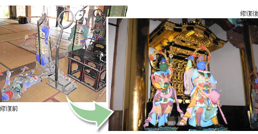 寺院・仏具の修復事例集／その他の荘厳２（四天王像と台座）の事例写真